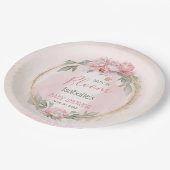 ベビーイン開花ピンクのフローラ女エレガントの子の赤ちゃんシャワー ペーパープレート (アングル)