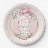 ベビーイン開花ピンクのフローラ女エレガントの子の赤ちゃんシャワー ペーパープレート (正面)