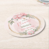 ベビーイン開花ピンクのフローラ女エレガントの子の赤ちゃんシャワー ラウンドペーパーコースター (アングル)