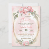 ベビーイン開花ピンクのフローラ女エレガントの子の赤ちゃんシャワー 招待状 (正面)