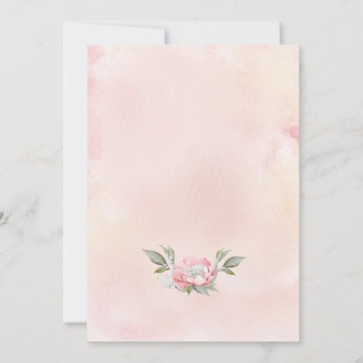 ベビーイン開花ピンクのフローラ女エレガントの子の赤ちゃんシャワー 招待状 (裏面)