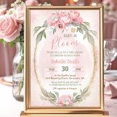 ベビーイン開花ピンクのフローラ女エレガントの子の赤ちゃんシャワー 招待状