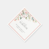 ベビーイン開花ピンクの女の子の水色の花シャワー スタンダードカクテルナプキン (角)