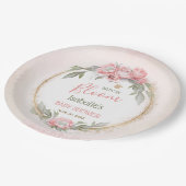 ベビーイン開花ピンクエレガントフローラガールベビーシャワー ペーパープレート (アングル)