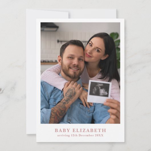 ベビーイン開花ピンクガールフローラ写真ベビーシャワー 招待状 (裏面)