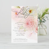 ベビーイン開花ピンクダリアフローラベビーシャワー 招待状 (スタンド正面)