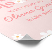 ベビーイン開花ピンクデイジーシャワーウェルカム ポスター (角)