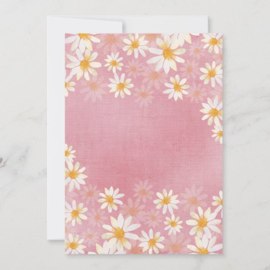 ベビーイン開花ピンクデイジーベビーシャワー招待状 招待状 (裏面)