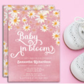 ベビーイン開花ピンクデイジーベビーシャワー招待状 招待状