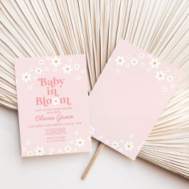 ベビーイン開花ピンクデイジーベビーシャワー招待状 招待状