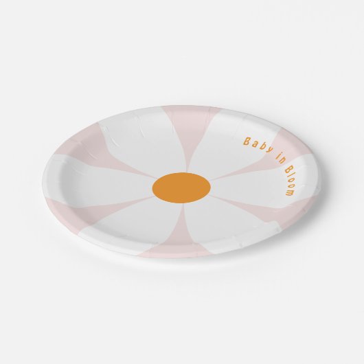 ベビーイン開花ピンクデイジーベビーシャワー ペーパープレート (アングル)