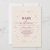ベビーイン開花ピンクデイジーベビーシャワー 招待状 (正面)