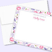 ベビーイン開花ピンクパープルワイルドフラワー新生児ガール サンキューカード