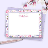 ベビーイン開花ピンクパープルワイルドフラワー新生児ガール サンキューカード