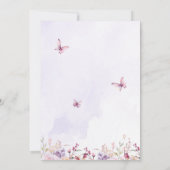 ベビーイン開花ピンクパープル蝶の赤ちゃんシャワー 招待状 (裏面)