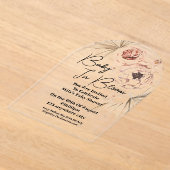 ベビーイン開花ピンクフローラガールベビーシャワー アクリル招待状 (レイダウン)