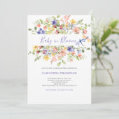 ベビーイン開花ピンクフローラシャワー招待状 招待状 (スタンド正面)