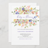 ベビーイン開花ピンクフローラシャワー招待状 招待状 (正面/裏面)