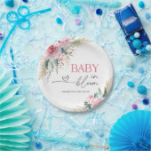 ベビーイン開花ピンクフローラベビーシャワー紙プレート ペーパープレート (パーティー)