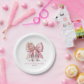 ベビーイン開花ピンクフローラボウベイビーシャワー ペーパープレート (パーティー)