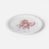 ベビーイン開花ピンクフローラボウベイビーシャワー ペーパープレート (アングル)