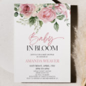ベビーイン開花ピンクフローラ花赤ちゃんシャワー 招待状