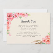 ベビーイン開花ピンクフローラ赤ちゃんシャワーありがとう 招待状 (正面)