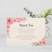 ベビーイン開花ピンクフローラ赤ちゃんシャワーありがとう 招待状 (スタンド正面)