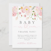 ベビーイン開花ピンクフローラ赤ちゃんシャワー サンキューカード (正面)