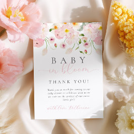 ベビーイン開花ピンクフローラ赤ちゃんシャワー サンキューカード