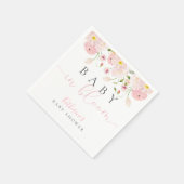 ベビーイン開花ピンクフローラ赤ちゃんシャワー スタンダードカクテルナプキン (角)