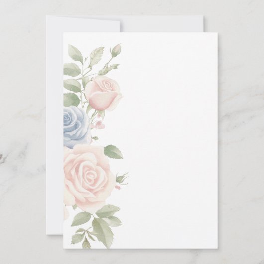 ベビーイン開花ピンクブルーフローラ赤ちゃんシャワー 招待状 (裏面)