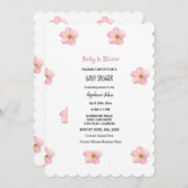 ベビーイン開花ピンクペチュニアフローラベビーシャワーガール 招待状 (正面/裏面)
