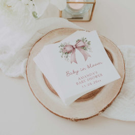 ベビーイン開花ピンクボウガールベビーシャワー スタンダードカクテルナプキン