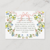 ベビーイン開花ピンクボウフローラガールベビーシャワー エンクロージャーカード (裏面)