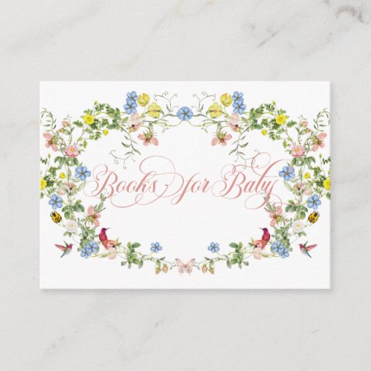 ベビーイン開花ピンクボウフローラガールベビーシャワー エンクロージャーカード (正面)