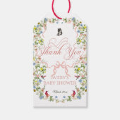 ベビーイン開花ピンクボウフローラガールベビーシャワー ギフトタグ (正面)