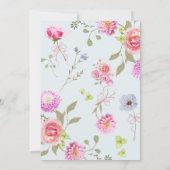 ベビーイン開花ピンクボウブルーベビーシャワー 招待状 (裏面)