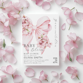 ベビーイン開花ピンクボウベビーシャワー招待状 シーズンカード