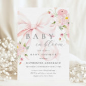 ベビーイン開花ピンクボウベビーシャワー招待状 招待状