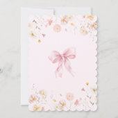 ベビーイン開花ピンクボウワイルドフラワーベビーガールシャワー 招待状 (裏面)