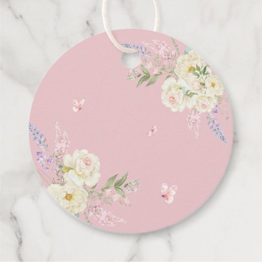ベビーイン開花ピンクボウ赤ちゃんシャワーありがとう フェイバータグ (裏面)