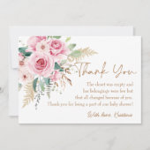 ベビーイン開花ピンクボホフローラベビーシャワー サンキューカード (正面)