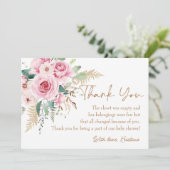 ベビーイン開花ピンクボホフローラベビーシャワー サンキューカード (スタンド正面)