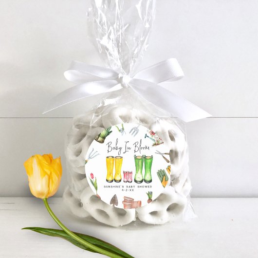 ベビーイン開花ピンクレインブーツガーデンベビーシャワー ラウンドシール