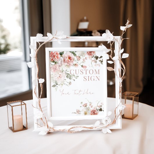 ベビーイン開花ピンクローズガールベビーシャワーカスタム ポスター