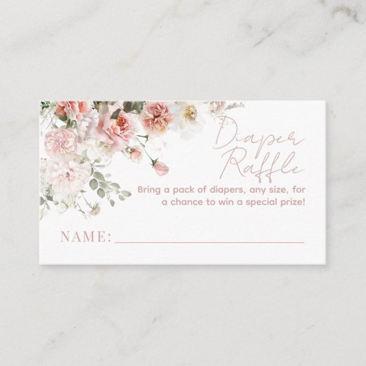 ベビーイン開花ピンクローズフローラガールベビーシャワー エンクロージャーカード (正面)