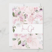 ベビーイン開花ピンクローゼガールフローラベビーシャワー 招待状 (裏面)