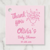 ベビーイン開花ピンク描フローラ赤ちゃんシャワー フェイバータグ (正面)