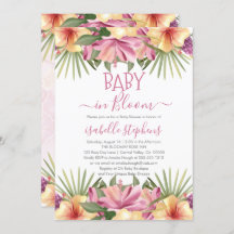 ベビーイン開花ピンク熱帯フローラベビーシャワーInv